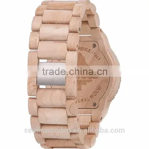 Wooden Watch Maple Case Even Strap Japan Movement With Calendar thumbnail-3