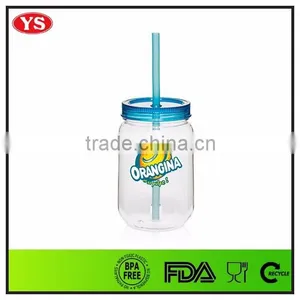 25 oz Single Wall Plastic Acrylic Jars With Straw and Lid thumbnail-4