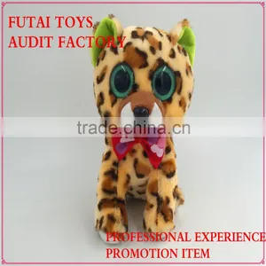 Big Eyes Plush Cat Soft Cat With Red Ribbon thumbnail-2