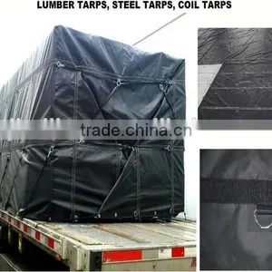 Heavy Duty Lumber Tarp - 24' x 27' (8' Drop & Flap) - 18oz Black Tarp thumbnail-1