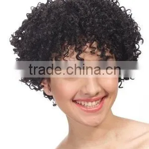 Ladies Short Black Afro Curly African American Full Lace Wigs thumbnail-1