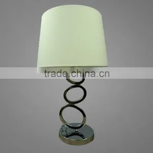 Chrome Plated Metal Base And Body With Fabric Lampshade Bedside Table Lamp Study Table Lamp thumbnail-1