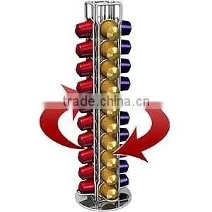 40 Coffee Pods Capacity Chrome Wire Rotating Nespresso Espresso Coffee Pod Holder thumbnail-1