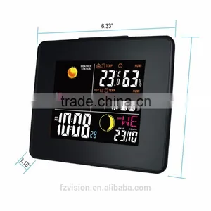 Durable RF Wireless LED Weather Station Clock Black With Backlight In/Outdoor Temperature Humidity With 3 Transmitters thumbnail-3