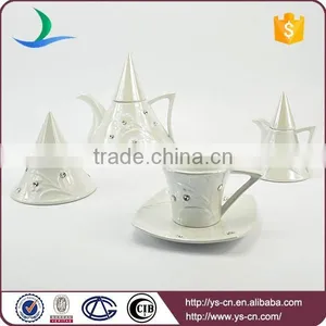 White Ceramic Tea and Coffee Set With Simple Design thumbnail-1