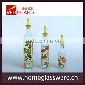 Square Glass Dispenser for Oil and Vinegar With Stopper thumbnail-4