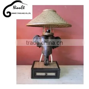 Wood Carved Elephant From Thailand thumbnail-1