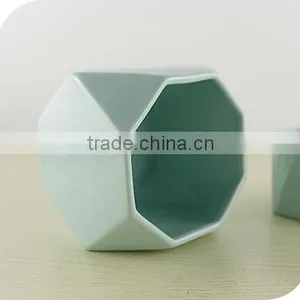 Factory Wholesale Custom Design Prismatic Holder Ceramic Candle Jar thumbnail-2
