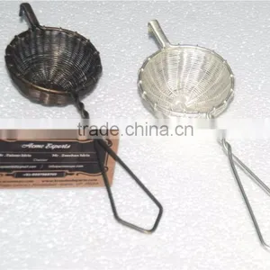 Stainless Steel Brass Antique Finish Long Tea Strainer thumbnail-1
