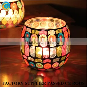 Red Mosaic Candle Holder Cheap Wedding Decorations thumbnail-1