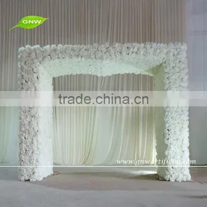 GNW 8ft White Photography Backdrops With Decorative Rose and Hydrangea Flowers Arch for Weddings thumbnail-1