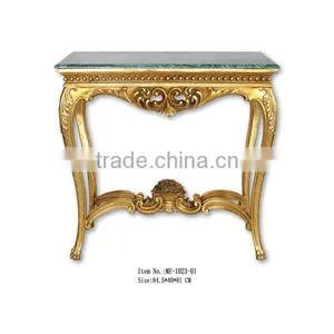 Hand Carved Living Room Furniture Small Size Console Table With Green Marble thumbnail-1