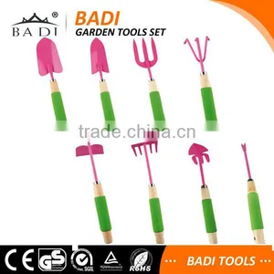 8 Pieces Wood Handle Garden Rake Shovel Weeder Hoe Fork Set With Sponge Cover thumbnail-1
