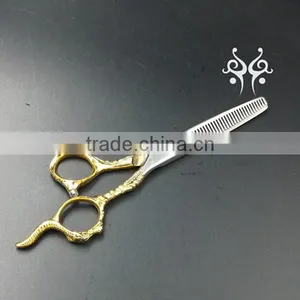 2017 New Design Hair Thinning Scissors With Golden Carving Handle thumbnail-1