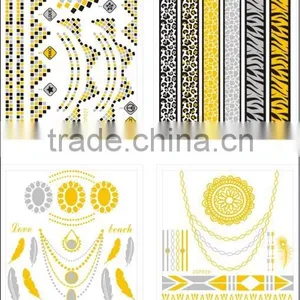 T003-004 Metallic Glitter Removal Gold And Silver Foil Temporary Tattoo thumbnail-1