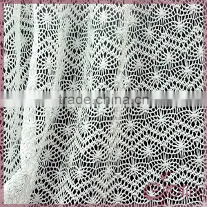 Elegant White Waved Crochet Knitting Fabric, Fashion Crocheted Lace thumbnail-2