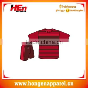 Hongen Apparel Wholesale Honey Mate Red Short Sleeve Soccer Training Set OEM Customized Design thumbnail-1