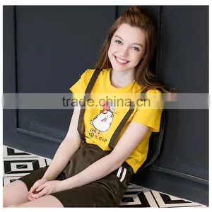 Custom Cotton Printing T Shirts Cartoon White O-neck T Shirt Women thumbnail-1