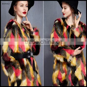 New Fashion Ladies Warm Winter Colors Waisted Slim Faux Fox Fur Long Coat thumbnail-6