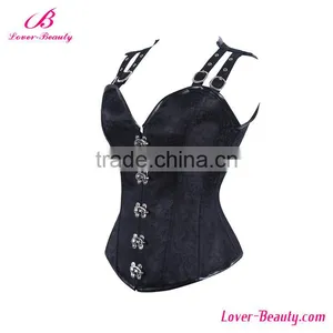 Gothic Black Steel Boned Steampunk Slimming Corset thumbnail-1