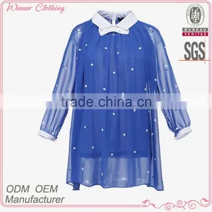 2015 Fashion Polyester Doule Layer Long Sleeves Direct Manufacturer High Quality Design of Office Blouses thumbnail-1
