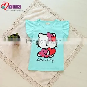 New Clever Baby Girls Hello Kitty Tshirt Children Kt Short Sleeve 100%Cotton T-shirt Tees Kids Summer Clothes thumbnail-1