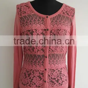 Ladies Fashion Lace Long Sleeve Cardigan Sweater 2014 thumbnail-1