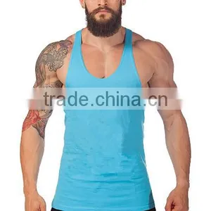 Men Cotton Stringer Bodybuilding Equipment Fitness Plain Gym Tank Top Shirt Wholesale Solid Singlet Y Back Sport Clothes Vest thumbnail-5