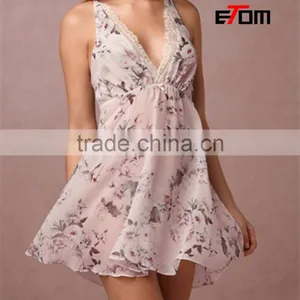 Customized Hot Sale Female Spaghetti Strap Silk Lace Nightdress Fashion Night Dress 2017033 thumbnail-1