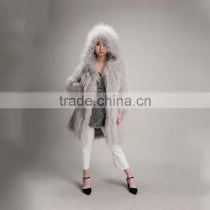 Myfur Light Gray Beauty Women Real Raccoon Fur Jacket Plus Size thumbnail-6
