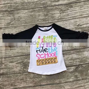 Baby Girls Cotton Raglans Girls Little Miss Rule the School Raglans Baby Girls Back to School Cotton Raglans Ruffle Sleeve thumbnail-1