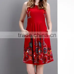 New Fashion Women Dresses With Red Garden Sleeveless Fit And Flare Dress Women Floral Dress Women Wear GD90426-31 thumbnail-1