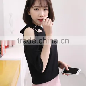 Women's Fashion Pure Color Sexy Loose Dew Shoulder ms thumbnail-6