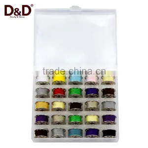 25 Color MixPolyester Threads With Metal Bobbins Spool One Transparent Plastic Box For Old Domestic Sewing Machine Tools thumbnail-1