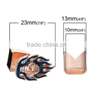 Zinc Based Alloy Hook Clasps Bracelet End Bar With Slider For Leather Bracelet Skull Halloween Rose Gold Blue thumbnail-2