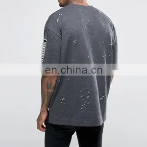 Boxy Design Crew Neck Sweatshirt With Distressing thumbnail-2