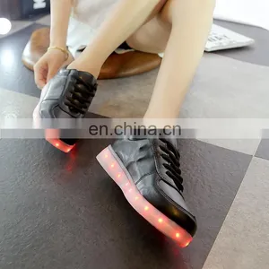 Fashionable Large Size USB Rechargeable OEM High Quality PU Leather Sneakers LED Shoes thumbnail-3
