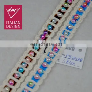 2018 New Arrival Beaded Rainbow Pearl Velvet Trim Designs for Dresses thumbnail-1