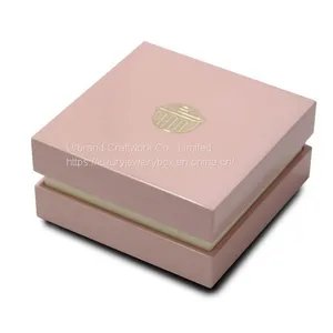 Pink Painted Wooden Pendant Piano Lacquer Wooden Jewelry Box With Custom Metal Logo Sticker thumbnail-2