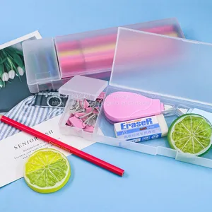 WEISHENG Factory Double Long Pencil Box Rectangle Crayons Color Pens Highlighter Stationery Case Boxes thumbnail-3
