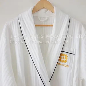 Professional High Quality White Waffle Bathrobe for Hotel thumbnail-1
