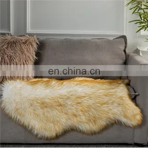 Nordic Long Plush Area Rug Wholesale Faux Carpets Fur Mats Area Yellow Rug For Bedroom thumbnail-4