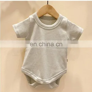 Wholesale Infants & Toddler Solid Color Clothes Baby Spring Autumn Short Sleeve Rib Cotton Romper thumbnail-5
