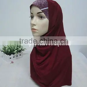 A375 New Arrival Soft Cotton Solid Color Two Pieces 2 HIJAB thumbnail-1