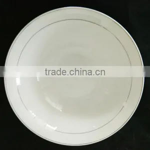 Silver Rim Ceramic Bowl, Cheap Golden Porcelain Bowl, Bulk Ceramic Soup Bowls thumbnail-1