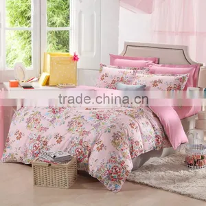 China Products Pink Floral Printed Pillowcase Super King Bedding Comforter Sets Dubai Bed Cover Set thumbnail-1