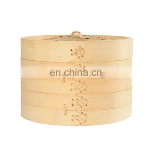 Eco-friendly Natural Round Shape Bamboo Dumpling Basket Chinese Mini Bambu Basket Cooker Dim Sum Sweetcorn Steamer thumbnail-4