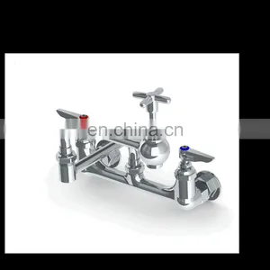 Double Hole Wall Mount Pot Filler Faucet With 8inch Centers 18inch Jointed Spout thumbnail-1
