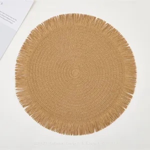 Custom Rattan Wholesale Eco-friendly Olive Green Colored Wedding Macrame Paper Place Mats thumbnail-4