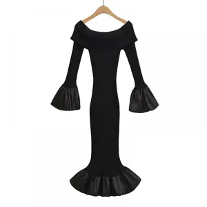 Fashion European and American Style Spring and Autumn Dress Custom Version Slim Temperament Elegant. thumbnail-1